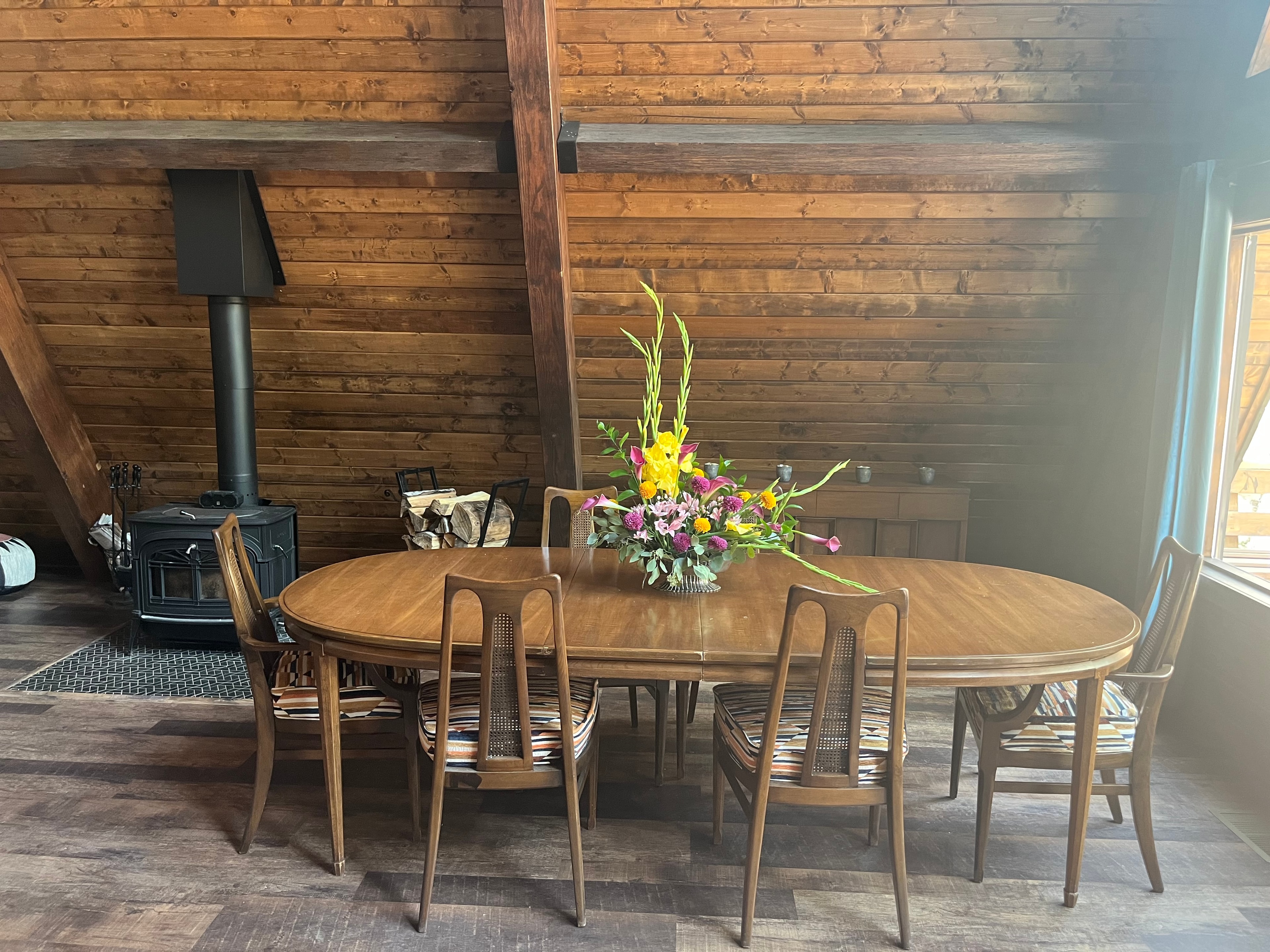 Modern cabin deck overlooking the forest